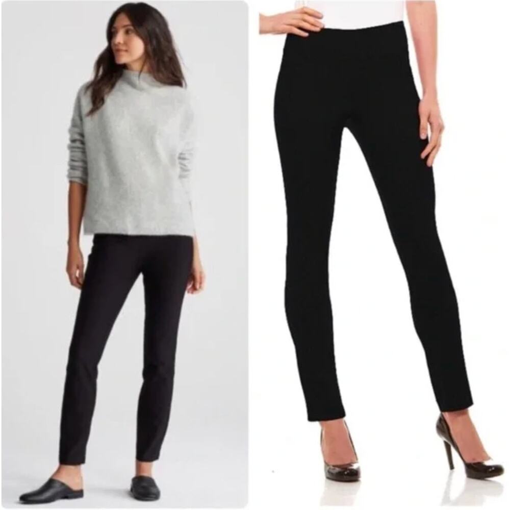 Eileen‎ Fisher Black Viscose Blend Crepe Stretch Slim Ankle Pants Size XL